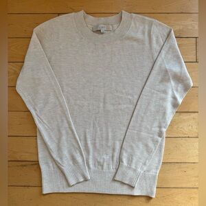 Loft simple elegant beige long sleeve crew neck lightweight knit sweater women S